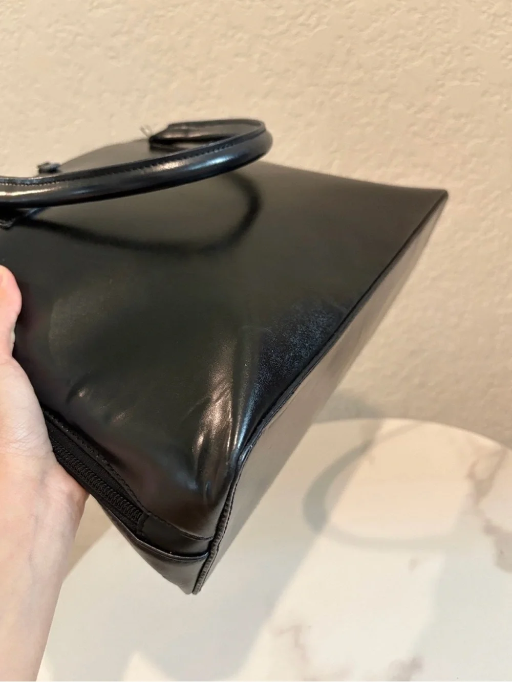Burberry Vintage Black Dome Satchel Handbag